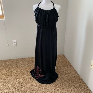 EUC Hang Ten Black Halter Maxi Dress